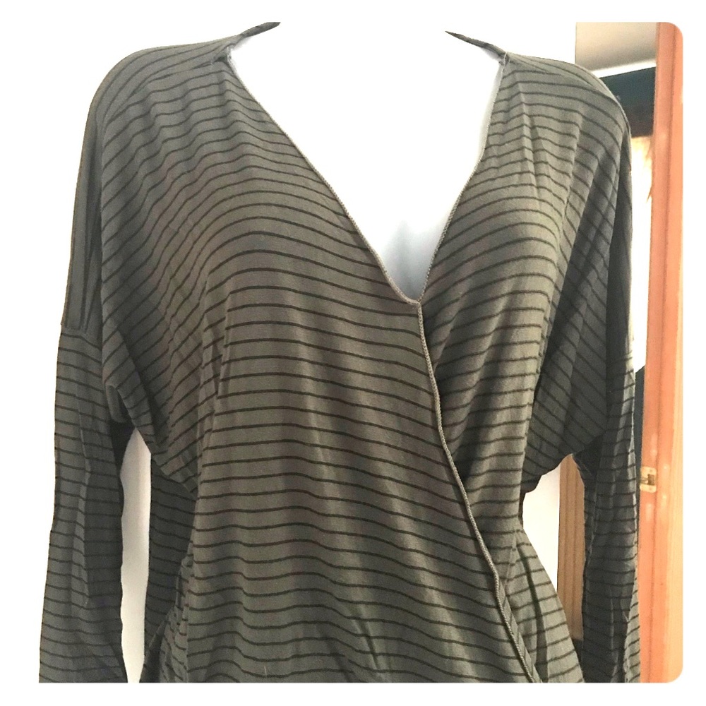 Green and black striped top